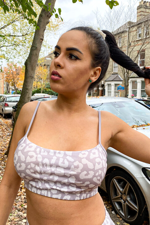 UP Grey Leopard Print Sport Bra